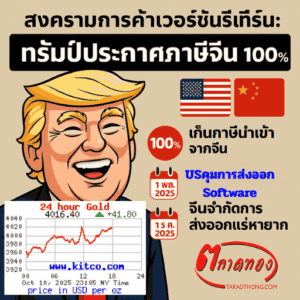 สงครามการค้าเวอร์ชันรีเทิร์น ทรัมป์งัดภาษีจีน 100% พร้อมคุม “ซอฟต์แวร์สำคัญ”